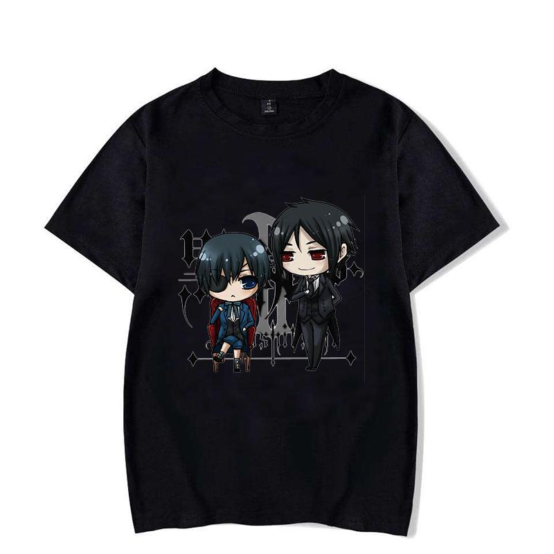 Hot Anime Funny Summer T-Shirt Harajuku Black Butler Cartoon Print Fashion Short Sleeve Summer Casual T-Shirt Top