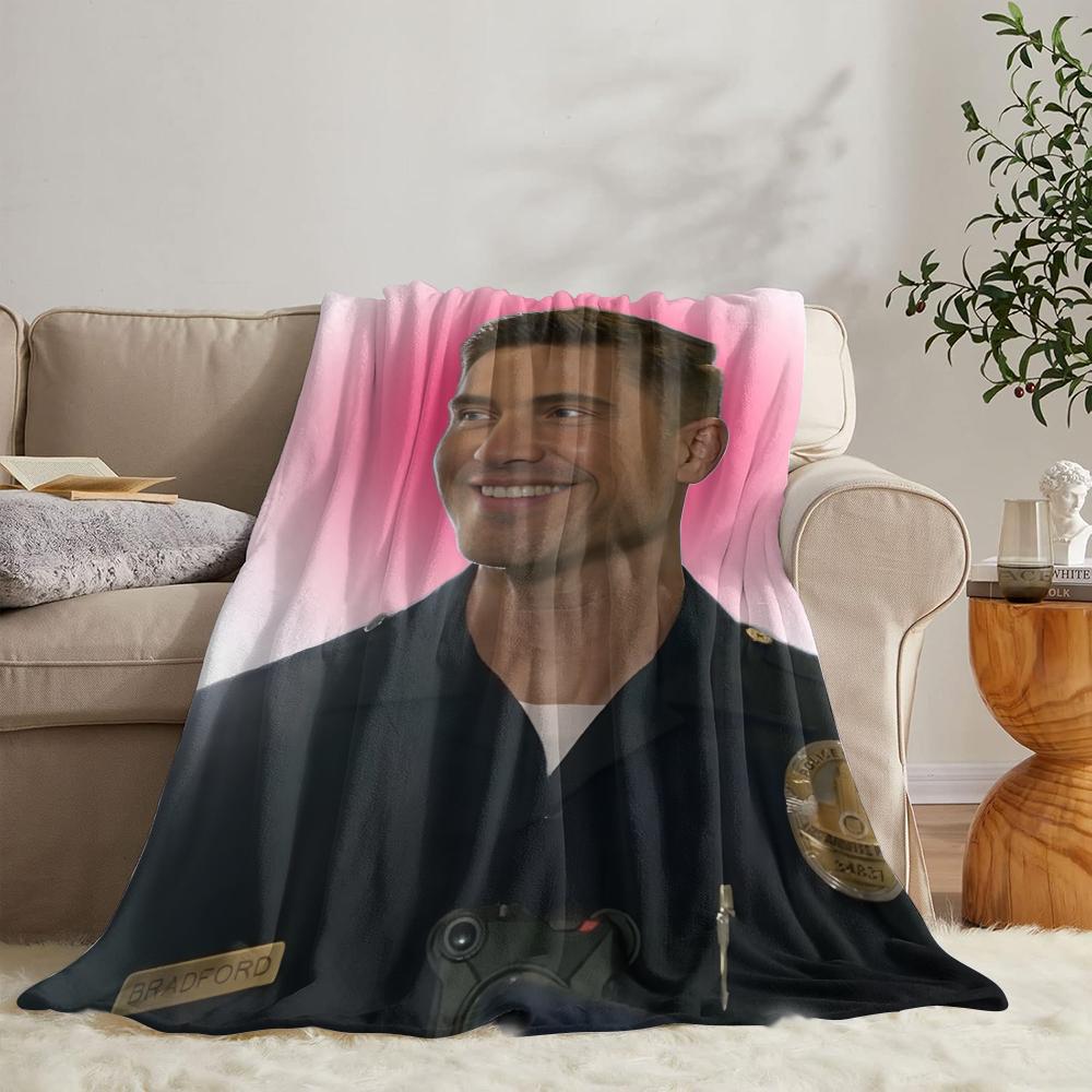 GUOYU Blanket TV The RRookie Throw Soft Flannel Throw Summer Blanket Lightweight Cozy Nap Blanket for Sofa Bed Travel