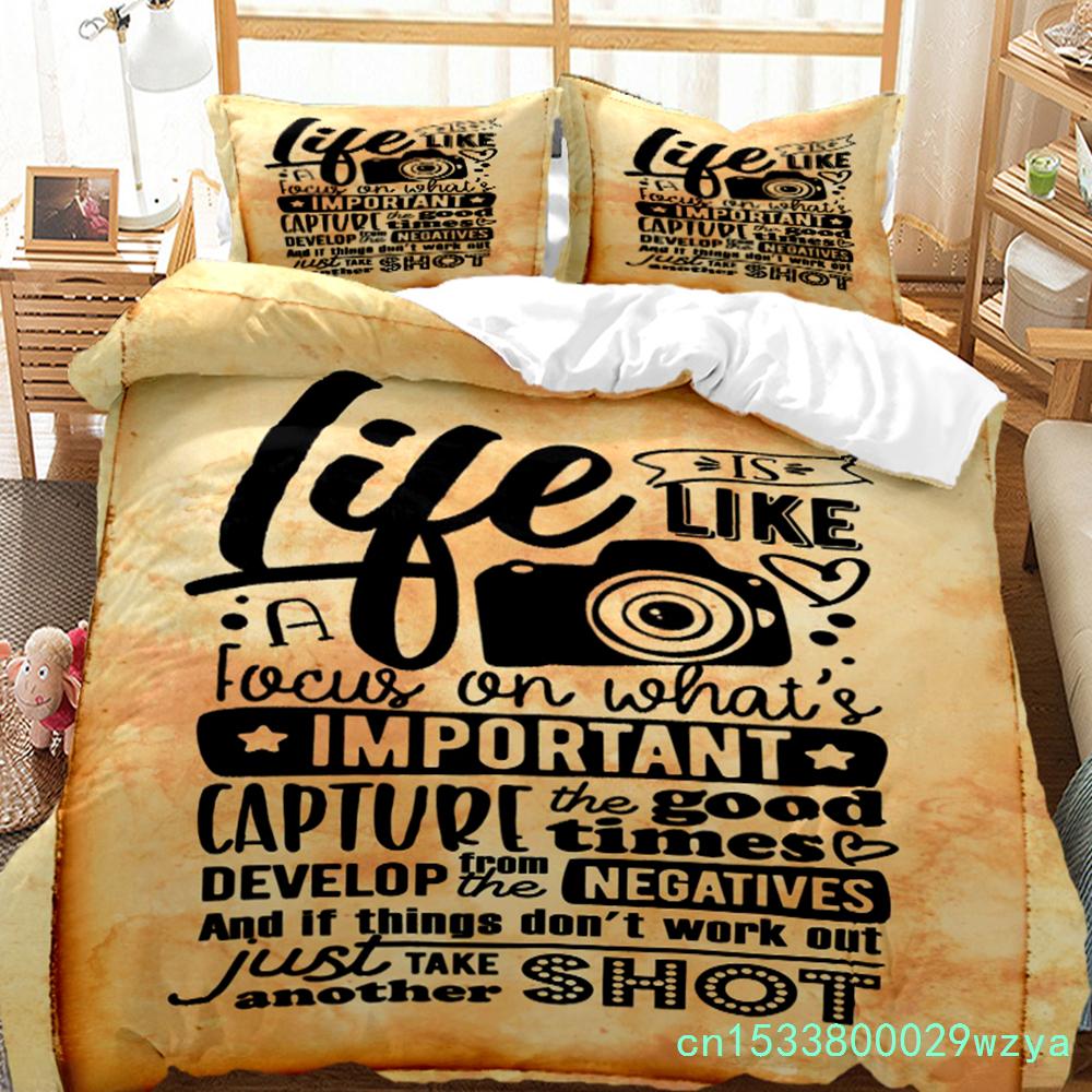 Vintage Camera Duvet Cover Fashion Comforter Bedding Set Soft Quilt Cover And Pillowcases For Teens Boy Single/Double/Queen/King