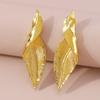 1 Pair Twisted Leaf Earrings Geometric Exaggerate Elegant Shiny Metal Hypoallergenic Women Girls Earrings Fashion Jewelry Accessories Gift