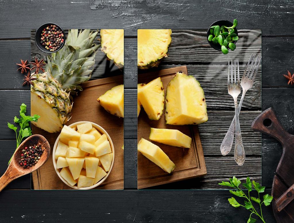 SZKLANA PŁYTA OCHRONNA NA KUCHENKĘ 70x52 ANANAS