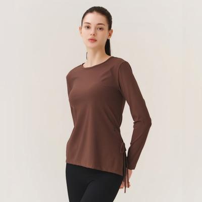 Women S Collagen Modal aSymmetrical Ribbon Slit Long Sleeve Tee Htwtl5k07t