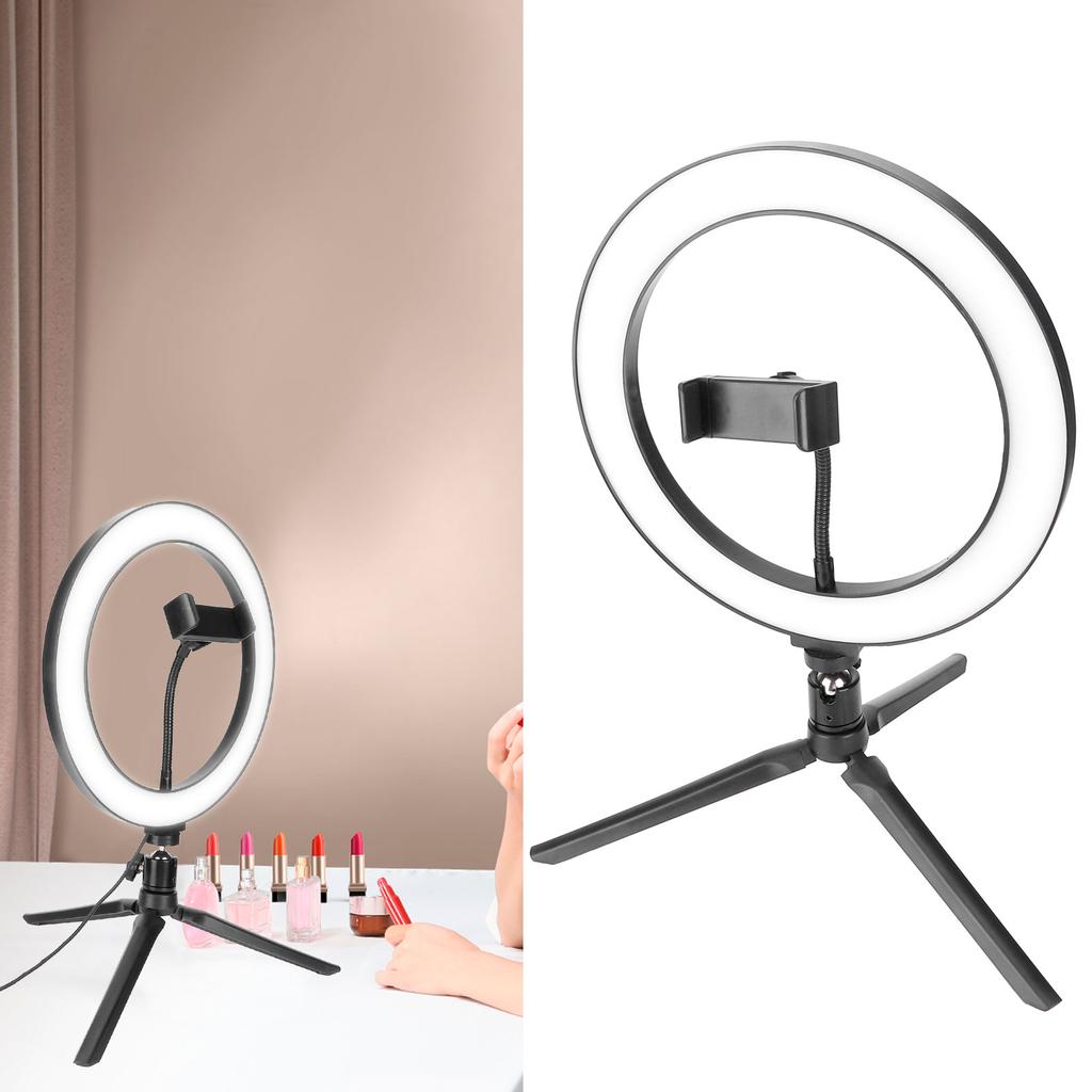 LED Ring Light 10 Levels Dimming Desktop Fill Lamp with 3 Color Temperature for Live Broadcast