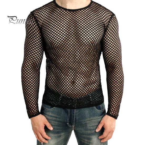

Мужской клубный топ, прозрачный ажурный сетчатый круглый вырез с коротким рукавом, свободный тонкий пуловер в стиле хип-хоп, уличная мужская одежда XL чёрный