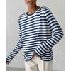 Women Striped Sweater Fashion Versatile Round Neck Long Sleeve Casual Knitted Pullover Tops
