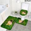 3pcs Ponyo2 Pattern Flannel Nonslip Absorbent Washable Decorative Bathroom Home Toilet Seat Cover Mat