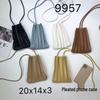 Korean Style Women's Pleated Single Shoulder Mini Crossbody Bag - Soft Leather, Versatile, Stylish Phone Carrier.