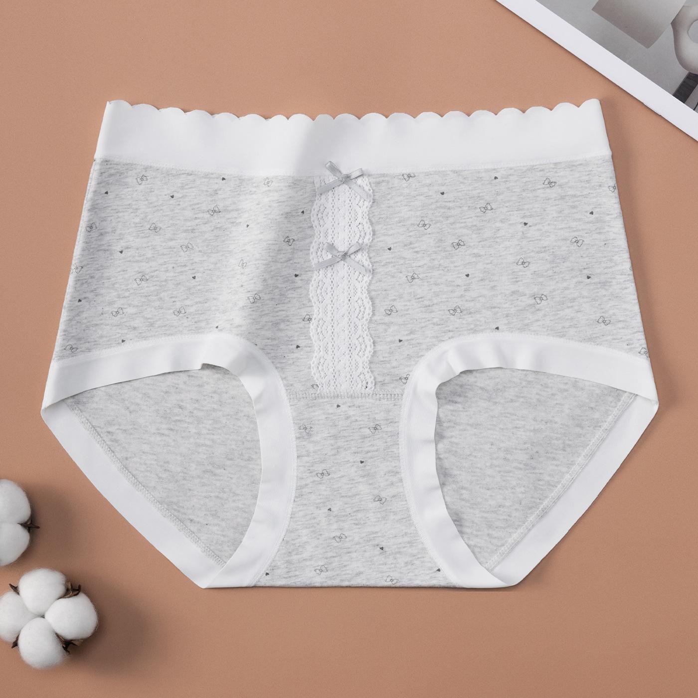 Ladies Spring and Autumn Pure Cotton 10A Bacteriostatic Extended Cotton Crotch Middle Waist Triangle Briefs L