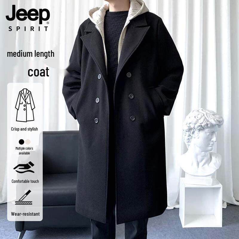 Мужской тренч JEEP SPIRIT с капюшоном, пэчворк, смесовая шерсть XL