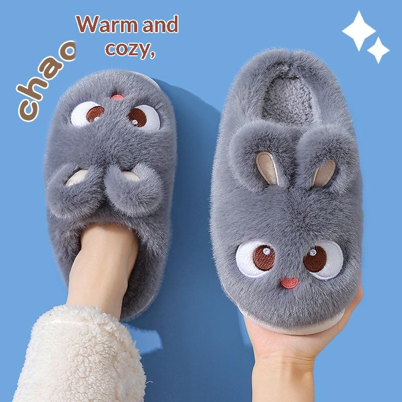 Cute Cotton Slippers For Women, Autumn And Winter 2025 New Indoor Home Warm Furry Plush Maternity Cotton Shoes For Winter