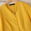 ZANZEA Blusa Holgada Casual de Verano con Cuello en V y Manga Acampanada 3/4 para Mujer