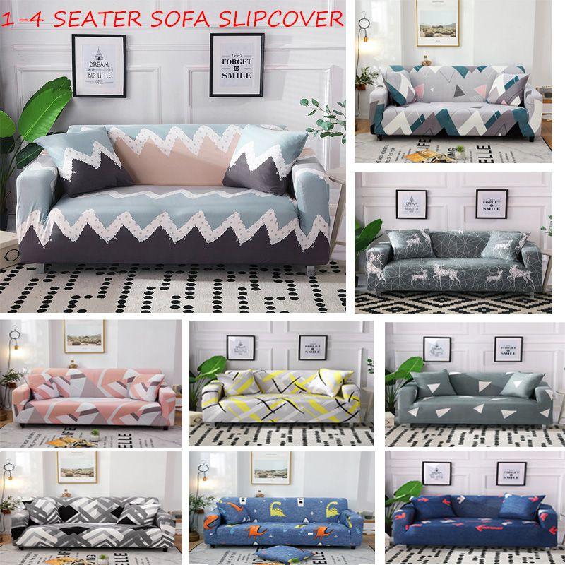 Luxurious Stretchable Slipcover With Geometric Design For 1-4 Seater Sofas Perfect Fit