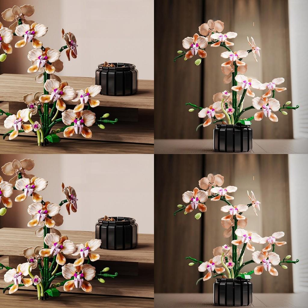 Bausteine Künstlicher Orchideenblumenstrauß Mit DIY-Montage Für Heimdekoration