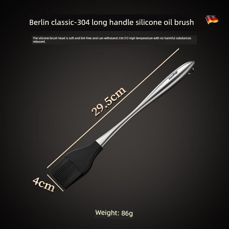 German Stainless Steel Tongs 304 Food-Grade Tongs for Food, Bread, Steak, Kitchen Barbecue, and Meat 304 Steel Long Handle Silicone Oil Brush