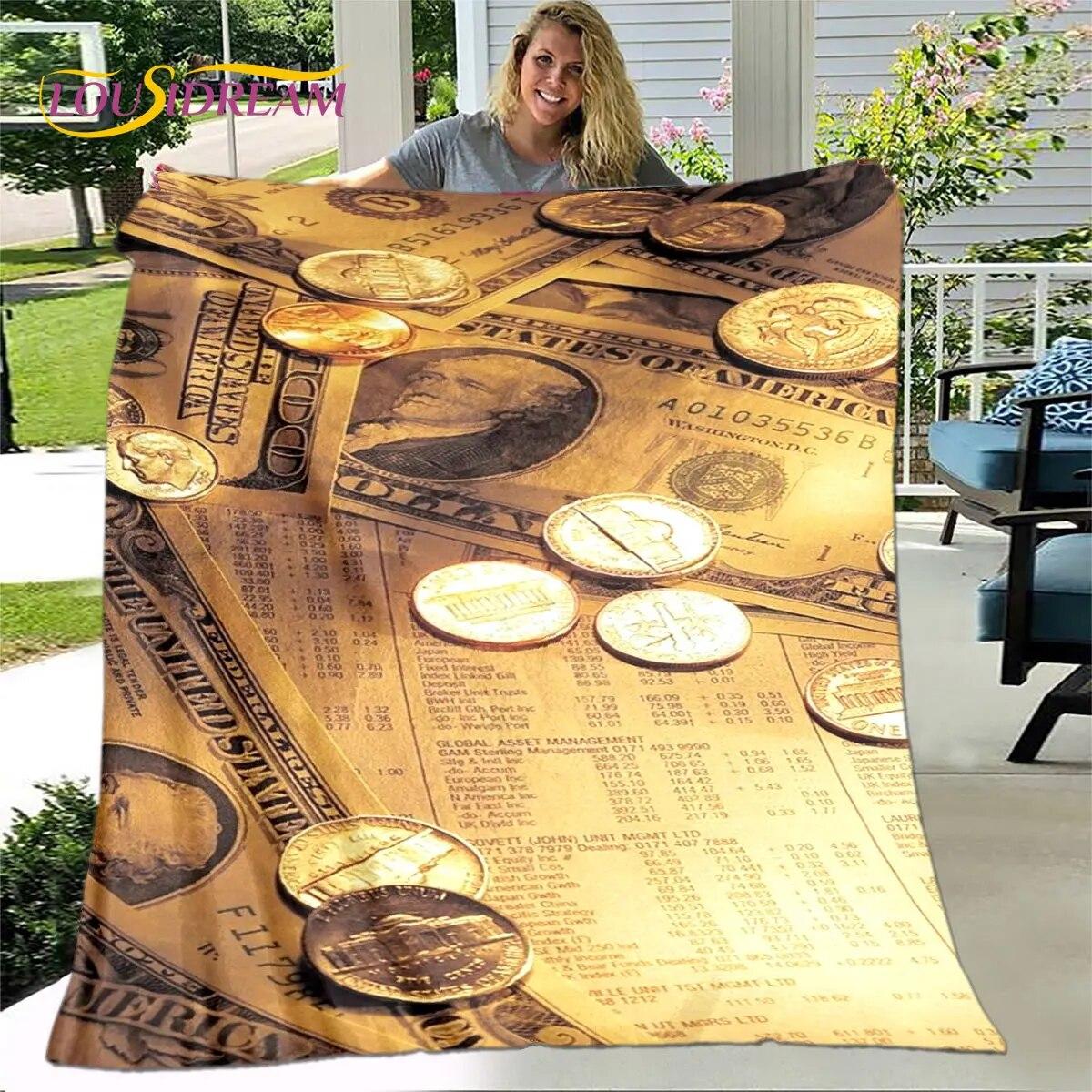 

Одеяло с 3D рисунком долларовых денег, фланелевое одеяло, детское теплое одеяло для дома, гостиной, спальни, кровати, дивана, пикника 75x100cm (30x40inch)