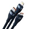 Kabel Usb 3W1 Baseus Flash Series, Usb-C + Micro Usb + Lightning, 66W, 1.2M (Niebieski)