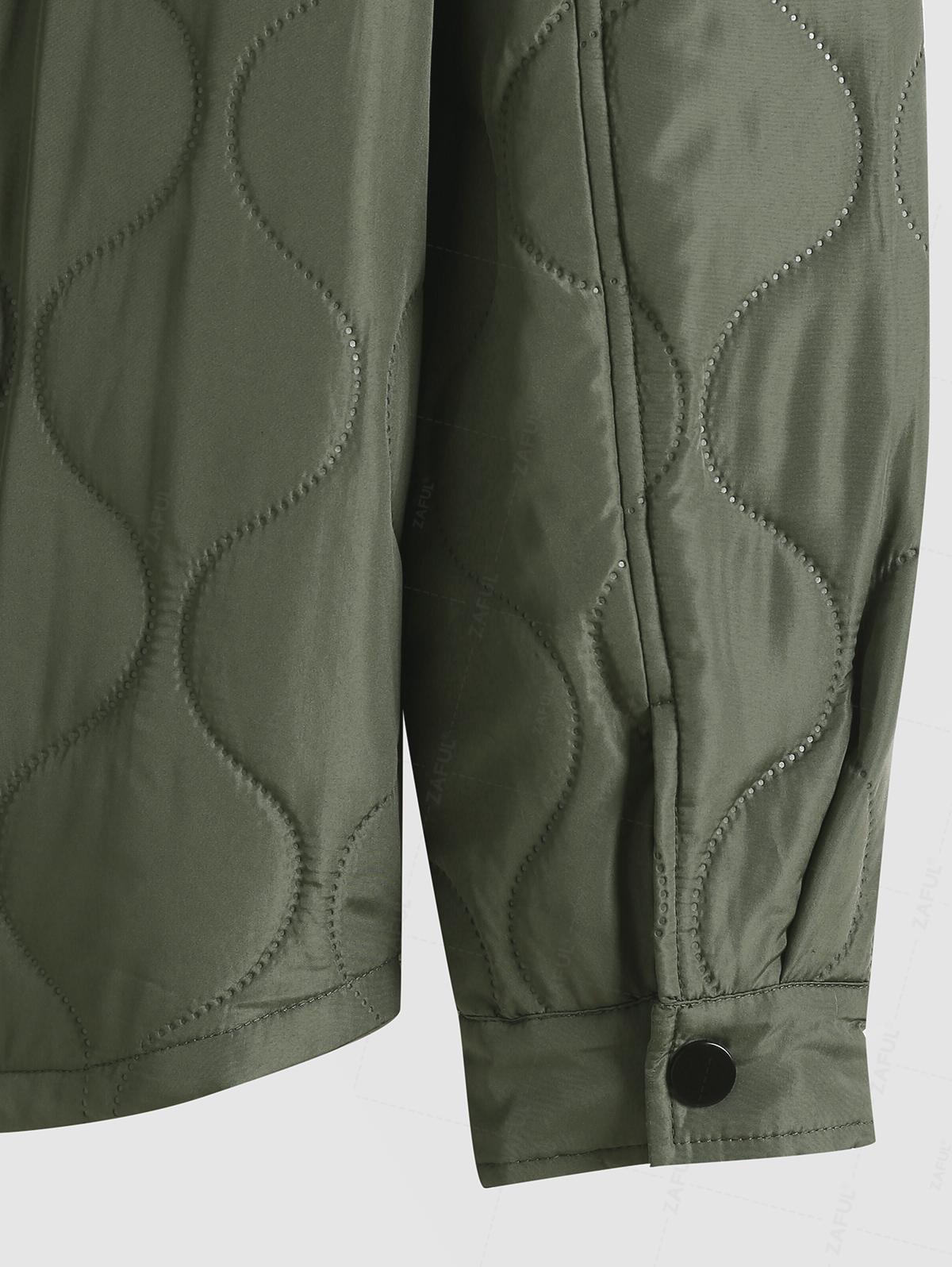 ZAFUL Мужская однотонная повседневная стеганая куртка с клапаном на кнопках — фото 3