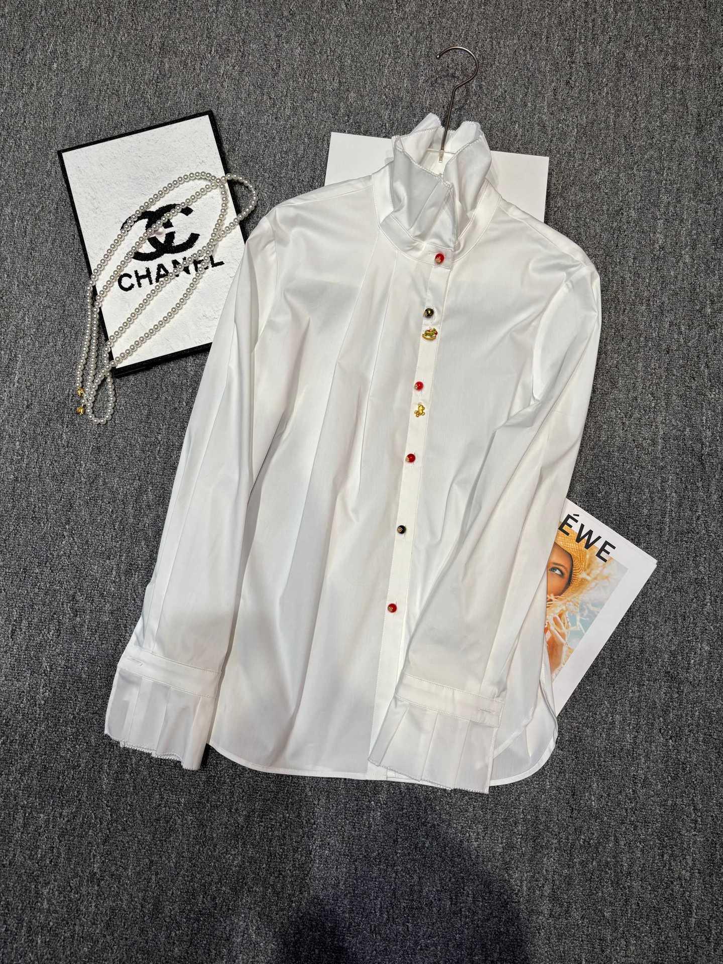 Women s French Petal Collar Button Shirt - 2026 Spring Niche Design Versatile Blouse L белый