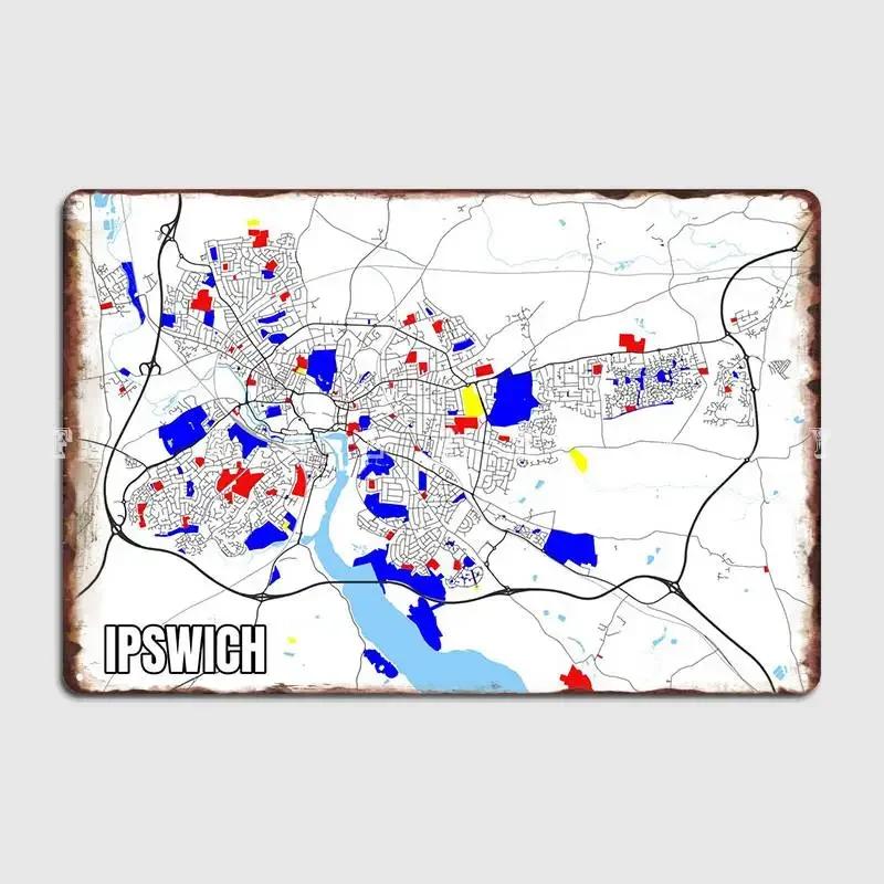 Ipswich Map Poster Metal Plaque Wall Pub Printing Pub Garage Painting Dcor Tin Sign Poster