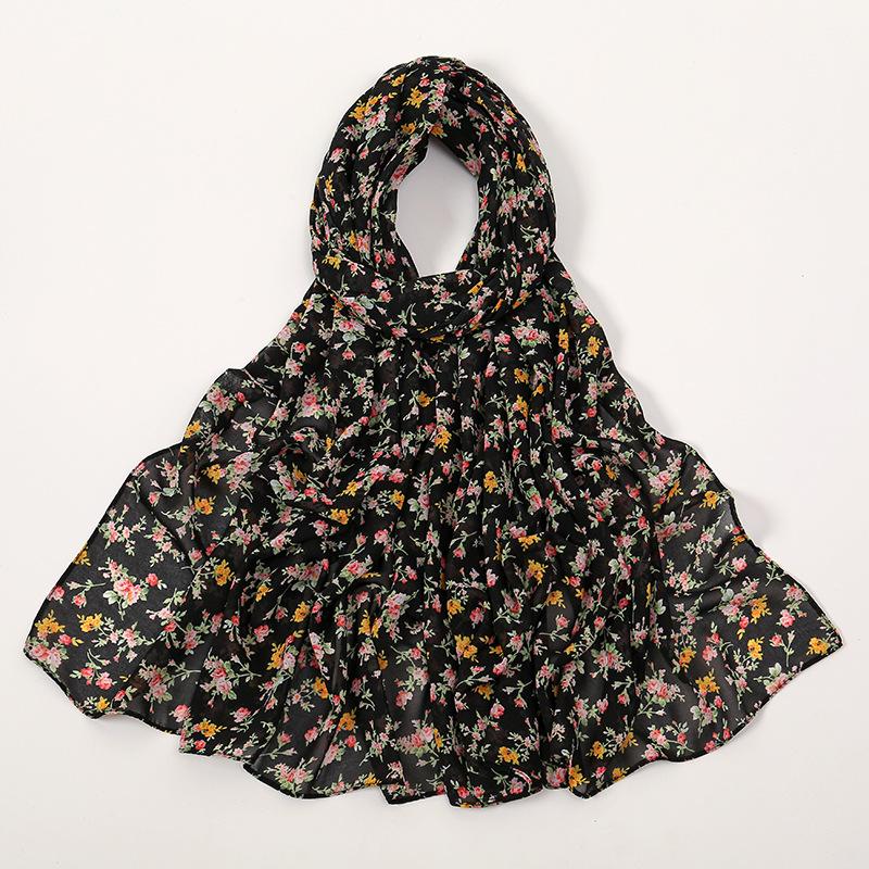 180*70cm Unique Women's Floral Scarves Lightweight Sheer Silky Feeling shawl Chiffon Flowers Printed Scarf