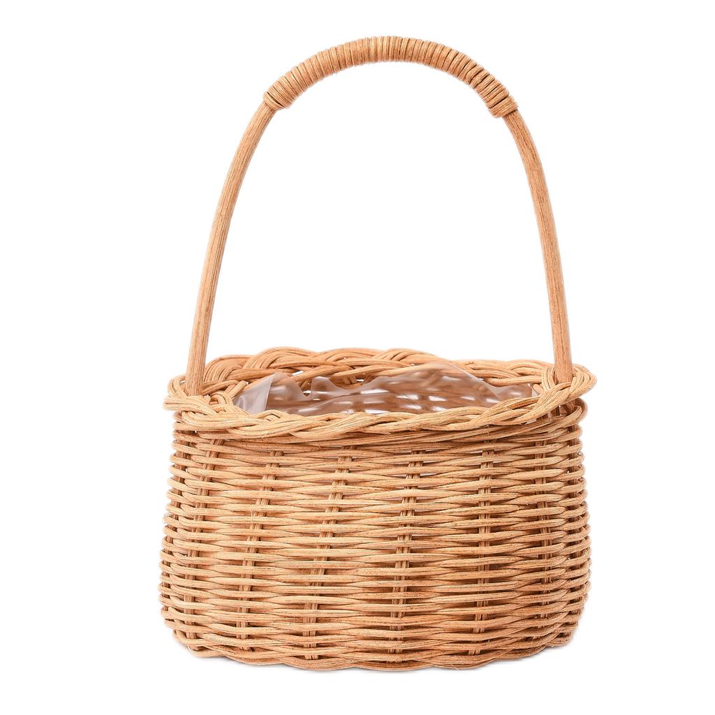 Wicker Flower Basket Small Woven Basket with Handle for Home Wedding Decor Picnic Camping B17 Brown