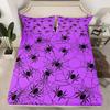 Gothic Spooky Bedding Set Pumpkin Lantern Cute Halloween Bed Sheets for Kids Boys Teens,Ghost Spiderwebs Fitted Sheet Black Cat Cobwebs Bats