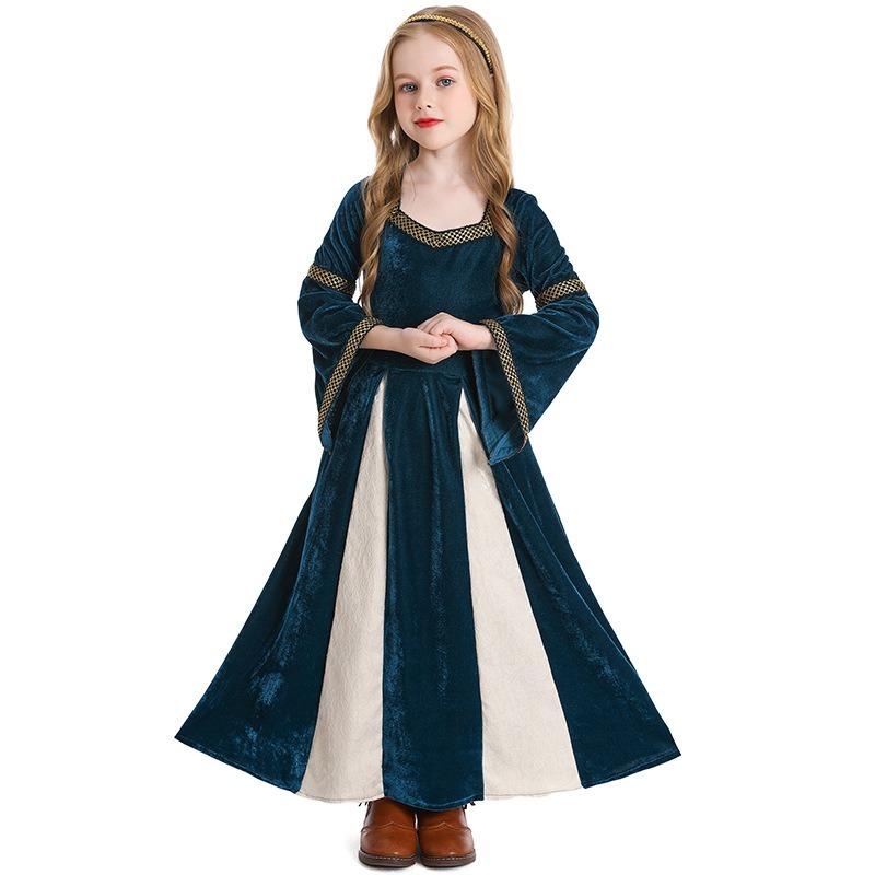 Renaissance Retro Mittelalter Mädchenkleidung, Musikalische und Tanz Bühnenkostüme, Hofstil, Trompetenärmelkleid