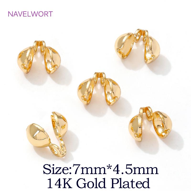 

18K Gold Plated Brass Crimp Beads,End Caps For Jewelry,Caps For Bracelet,For DIY Jewelry Making Supplies,Jewelry Findings 10 Pieces