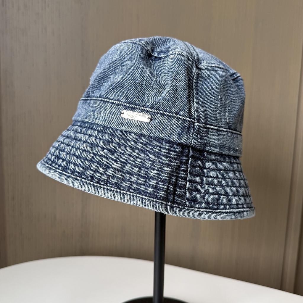 Retro Denim Basin Hat Women's Plain Face Hat Versatile Face Small High Sense Big Head Circumference Bucket Hat