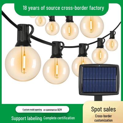 Guirlande Lumineuse LED Solaire G40 Globe Étanche, Ampoules à Filament Tungstène Rétro pour Ambiance Camping Extérieur