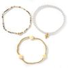 Go2boho 3Pcs Cross Beaded Bracelets for Women, Pearl Look Colorful Stackable Stretch Bracelet Set Boho Jewelry Gifts