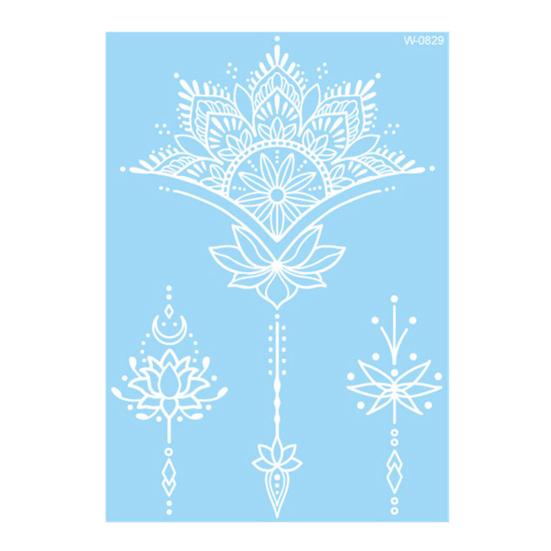Baizihuahu White Lace Tattoo Sticker for Women, Temporary Face Body Arm, Waterproof Fake Decal Wedding Party Festival