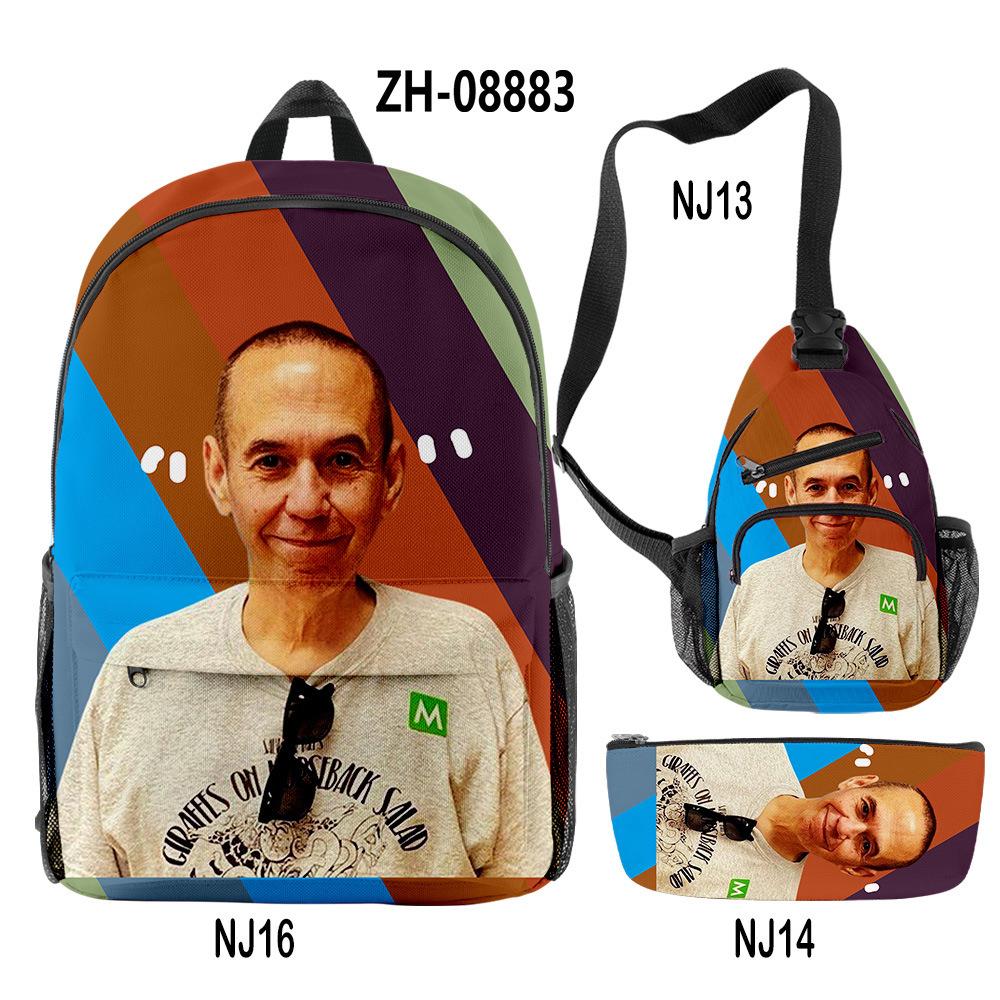 Classic Novelty Peculiar Cool Gilbert GOttfried 3D Print 3pcs/Set Pupil School Bags Travel Laptop Backpack Chest Bag Pencil Case