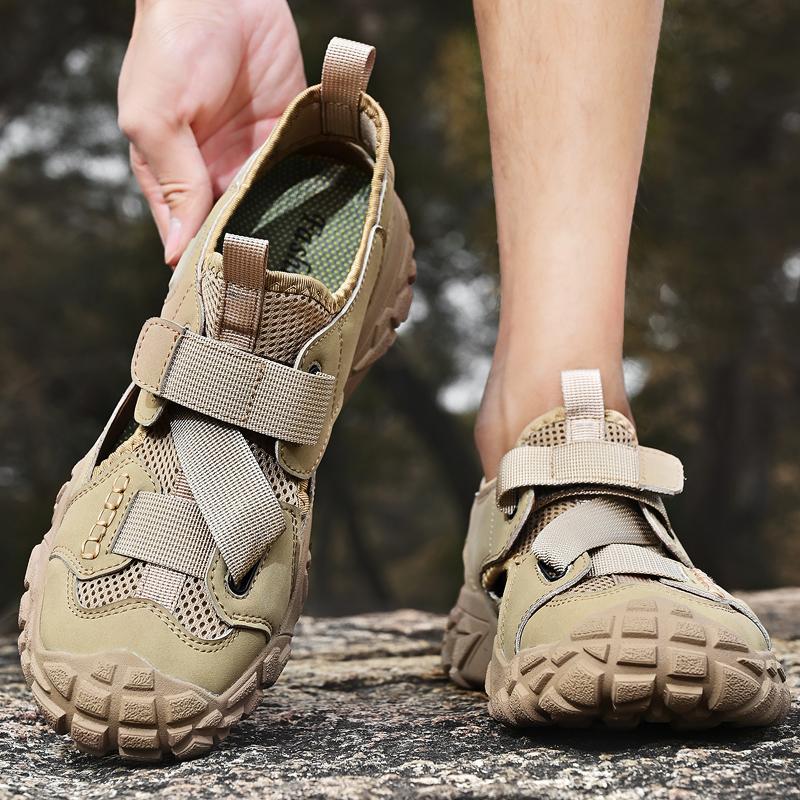 Fashion Men's Breathable Mesh Shoes Classic Travel Hiking Shoes Summer Outdoor Walking Sneakers Anti-collision Toe Male Treking Footwear