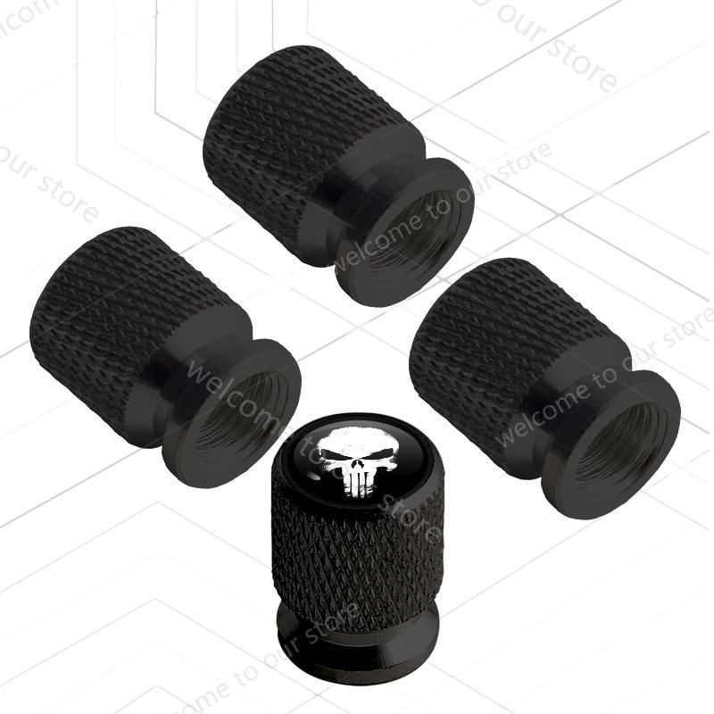 4Pcs/Set For Skull LOGO Badge Wrangler Rubicon Renegade Cherokee Compass Car Motorcycle Wheel Tire Valve Caps Tyre R3 Stem Covers