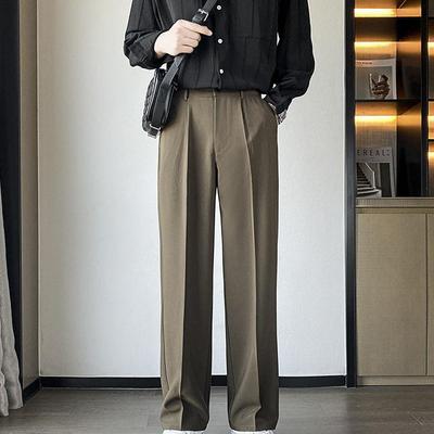 Spodnie garniturowe męskie wiosenne letnie szerokie nogawki długie spodnie typu drapowanie odzież uliczna solidna elastyczna talia oversize spodnie czarne