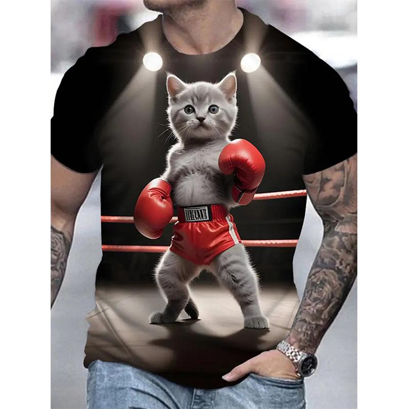 Funny Cat Graphic 3D Print T Shirt Men Women O-Neck Short Sleeve