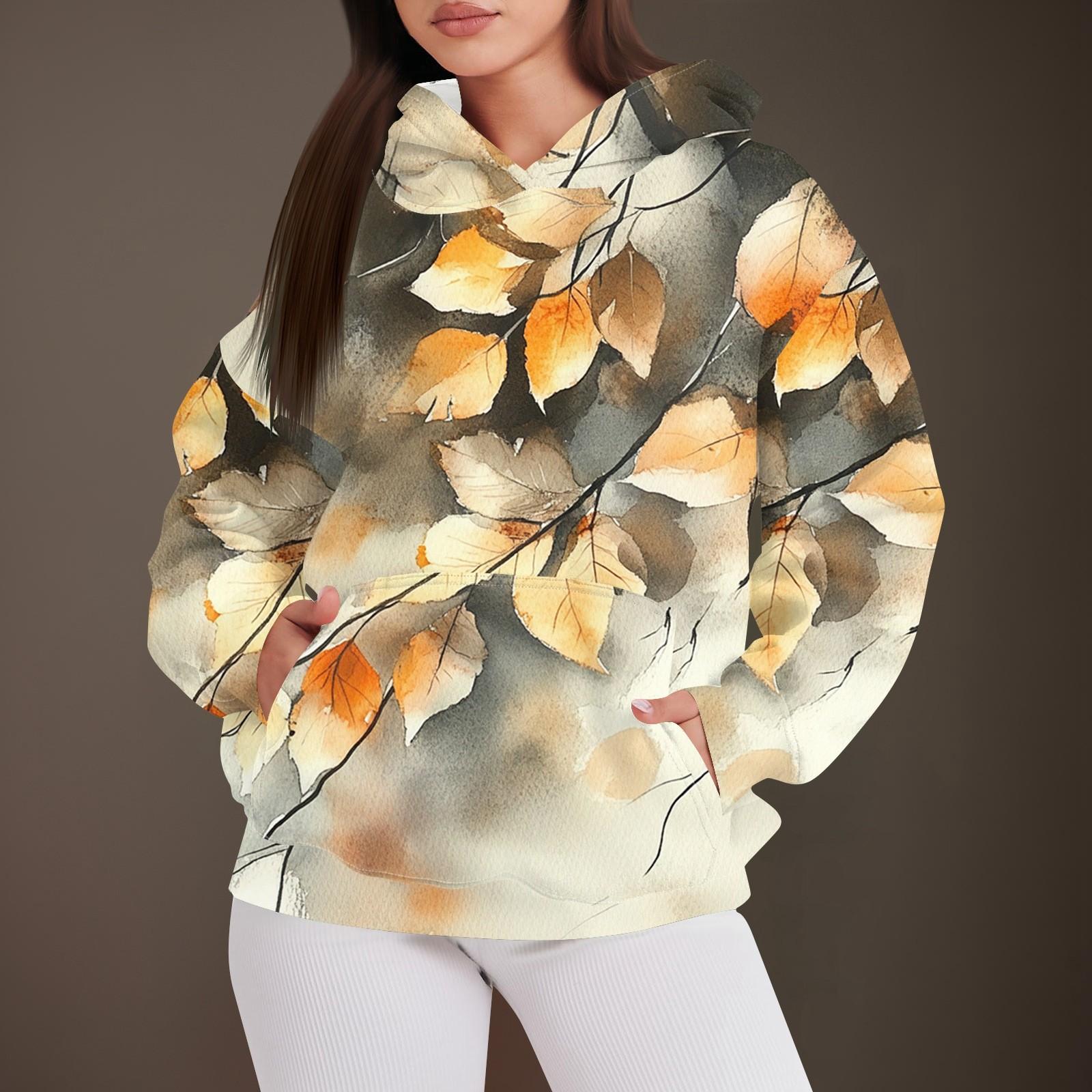 

Женская мода повседневный пуловер с капюшоном толстовка с принтом длинный рукав толстовка XL жёлтый