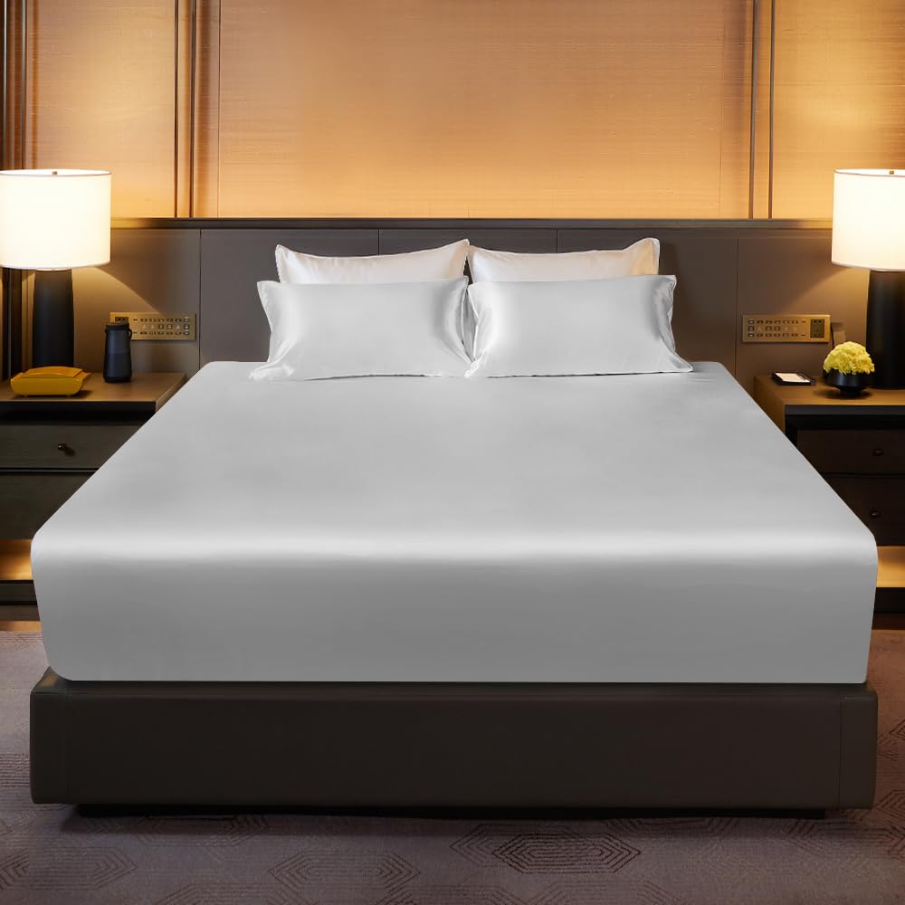 

Utukky Silk Box All Gentle on the Reduces Bed Elastic All Hotel Good Futon Bed Mattress Bed Cover Pearl Sheets, Sheets, 100% Silk, Seasons,