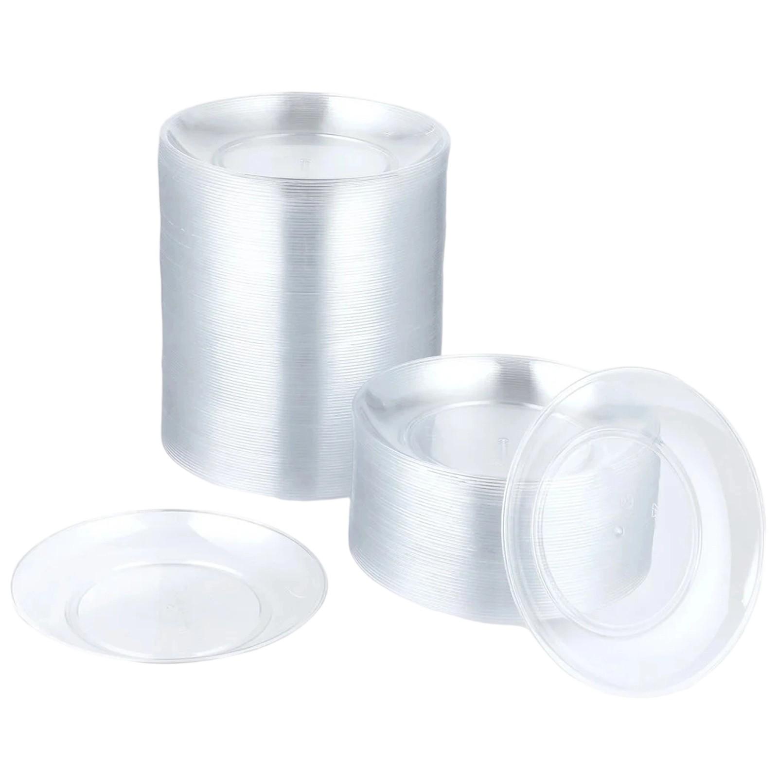 

200 штук Одноразовые прозрачные пластиковые тарелки для свадьбы 5-дюймовые круглые маленькие тарелки-подносы для вечеринки, свадеб, для кейтеринга, отеля, десерта, барбекю, пикника One Size