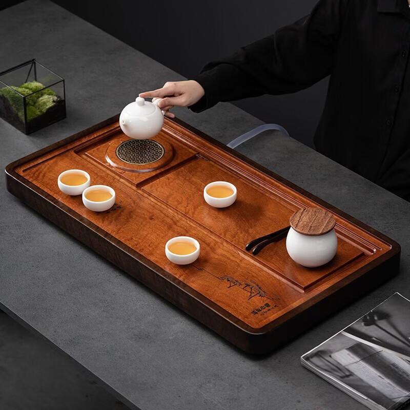 Rosewood Ceramic Tea Tray with Drainage