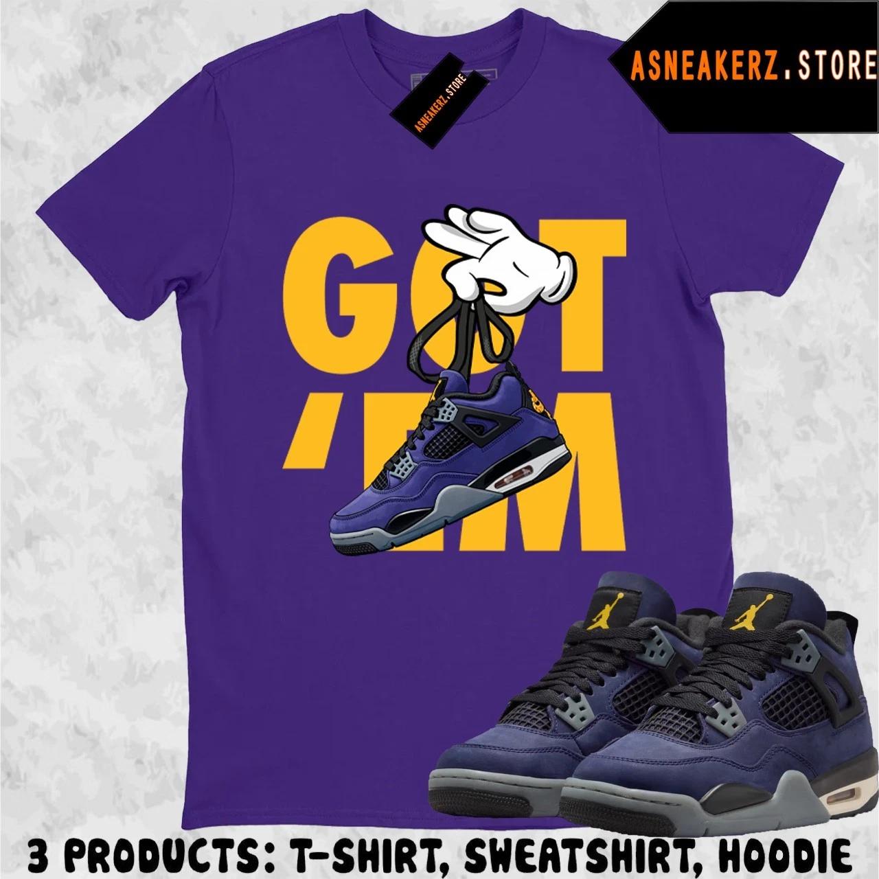 

Tee Shirt Matching AJ 4 Lakers Lakeshow 2026 To Match Sneaker Sneakerhead Got Em 3XL