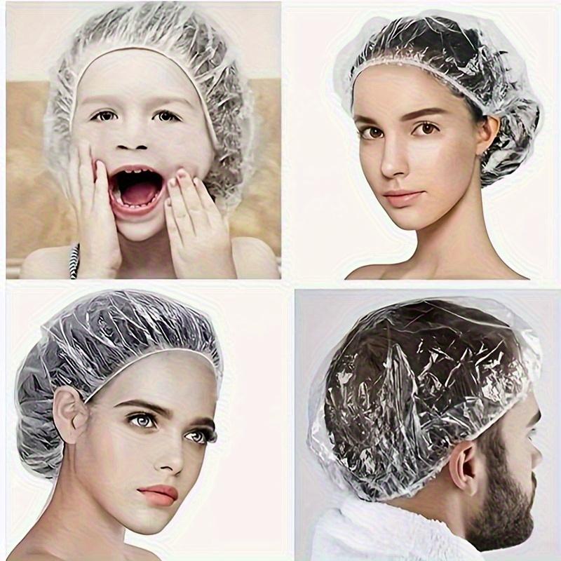 50Pcs/set Extra Large Disposable Shower Caps, Thickened PVC Material, Dedicated for Home Travel SPA Hair Salon Elastic Design Bath Accessories