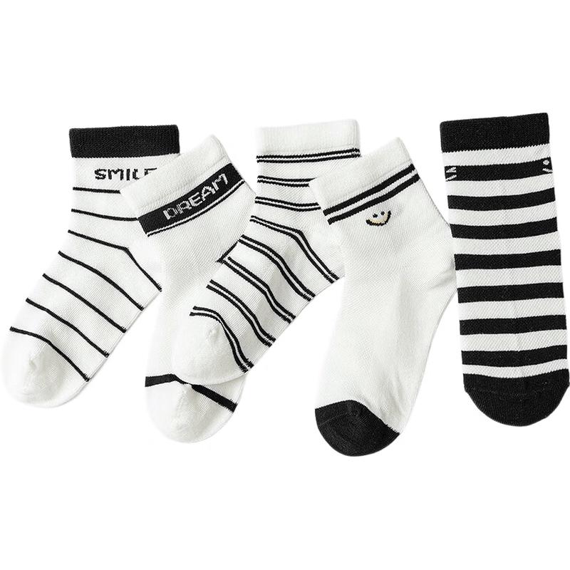 Balabala Boys' Summer Mesh Mid-Calf Socks (5-Pair Pack)