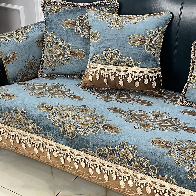 Chenille Embroidery Sofa Cover Living Room Home Decoration Slipcover Retro Luxury Non-slip Sofa Cushion Furniture Cover Cloth