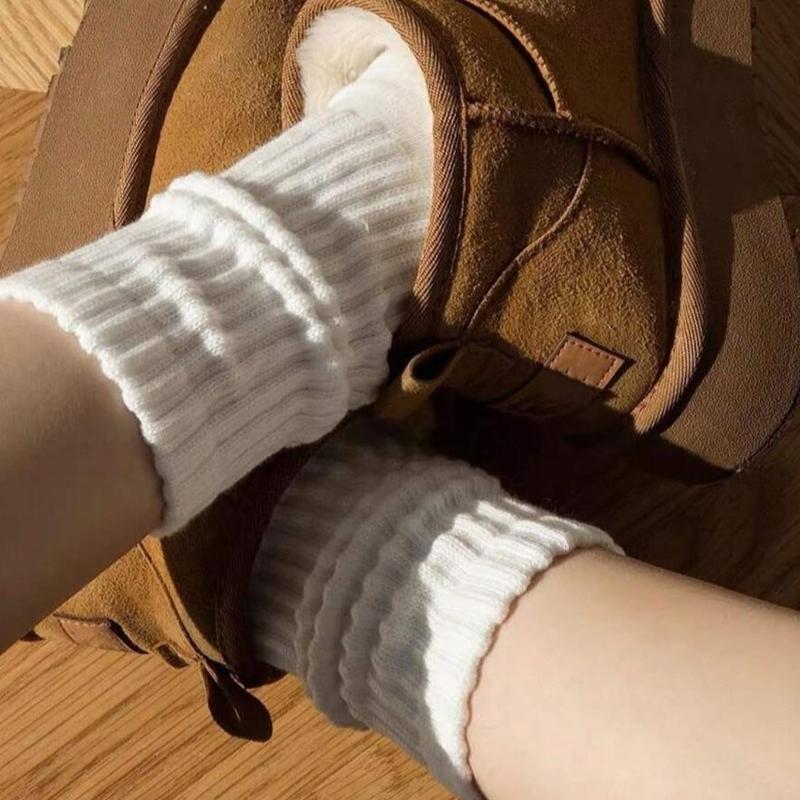 Chaussettes Mi-Mollet pour Femmes Extra Longues Montantes jusqu'au Genou Chaussettes Froncées Empilées Coton Chaussettes de Bottes pour Femmes Filles