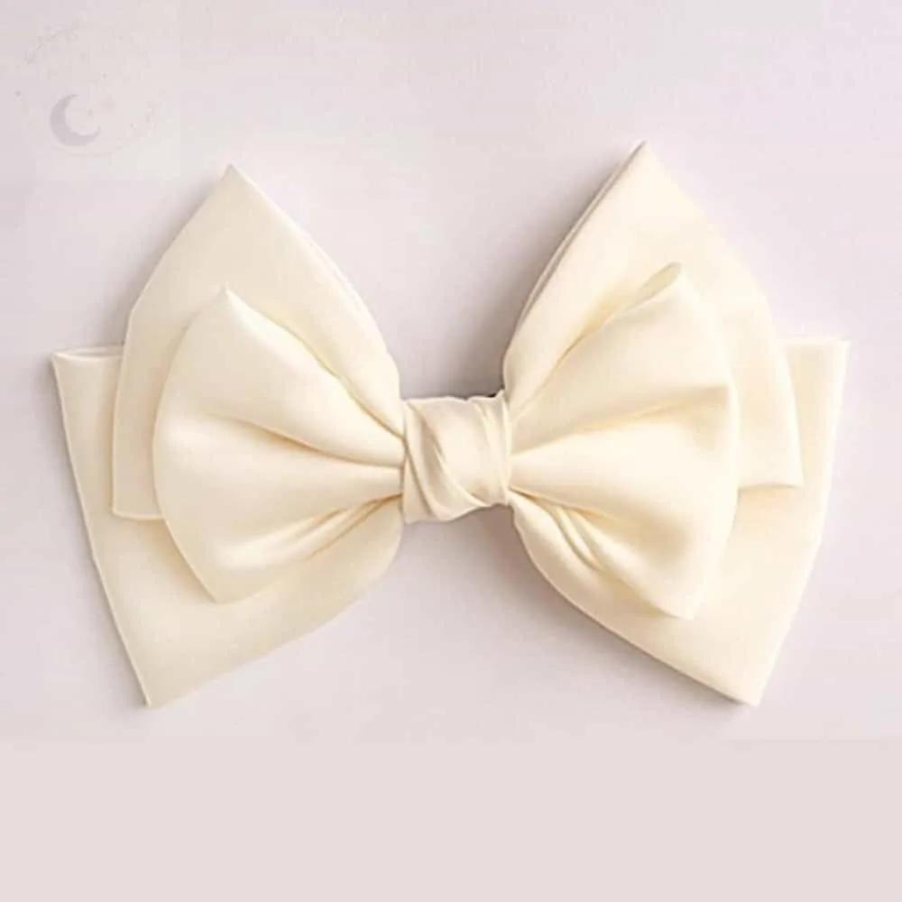 LUNAMAY Date Look Big Ribbon Hairpin White Silk 3-Tier Knot Hairpin