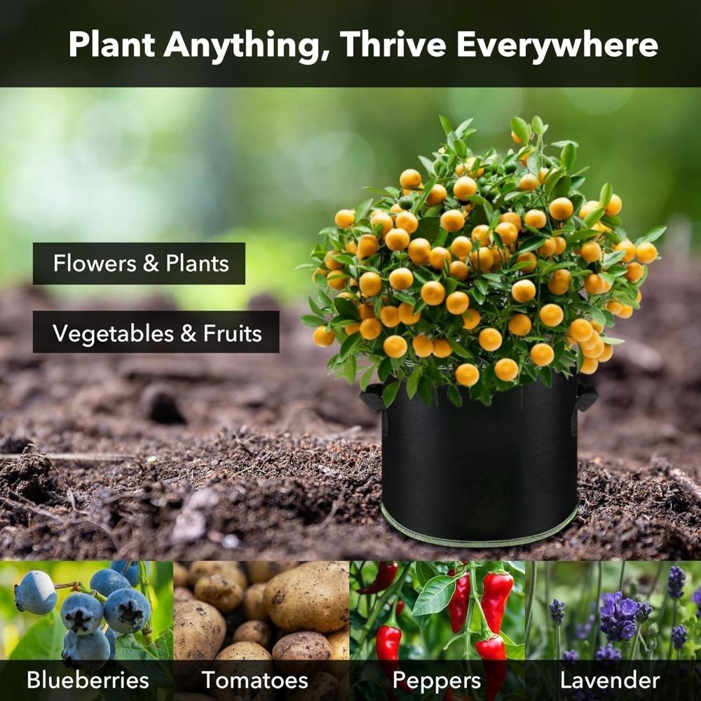 Plant Grow Bags 1/2/3/5/7/10/12 Gallons Non-Woven Grow Vegetable Grow Bags with Handles Flower Planting Containers Garden Tools