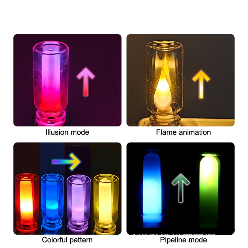 Car Interior USB LED RGB Night Light 5V Candle Style Bulb Retro Design for Camping and Travel