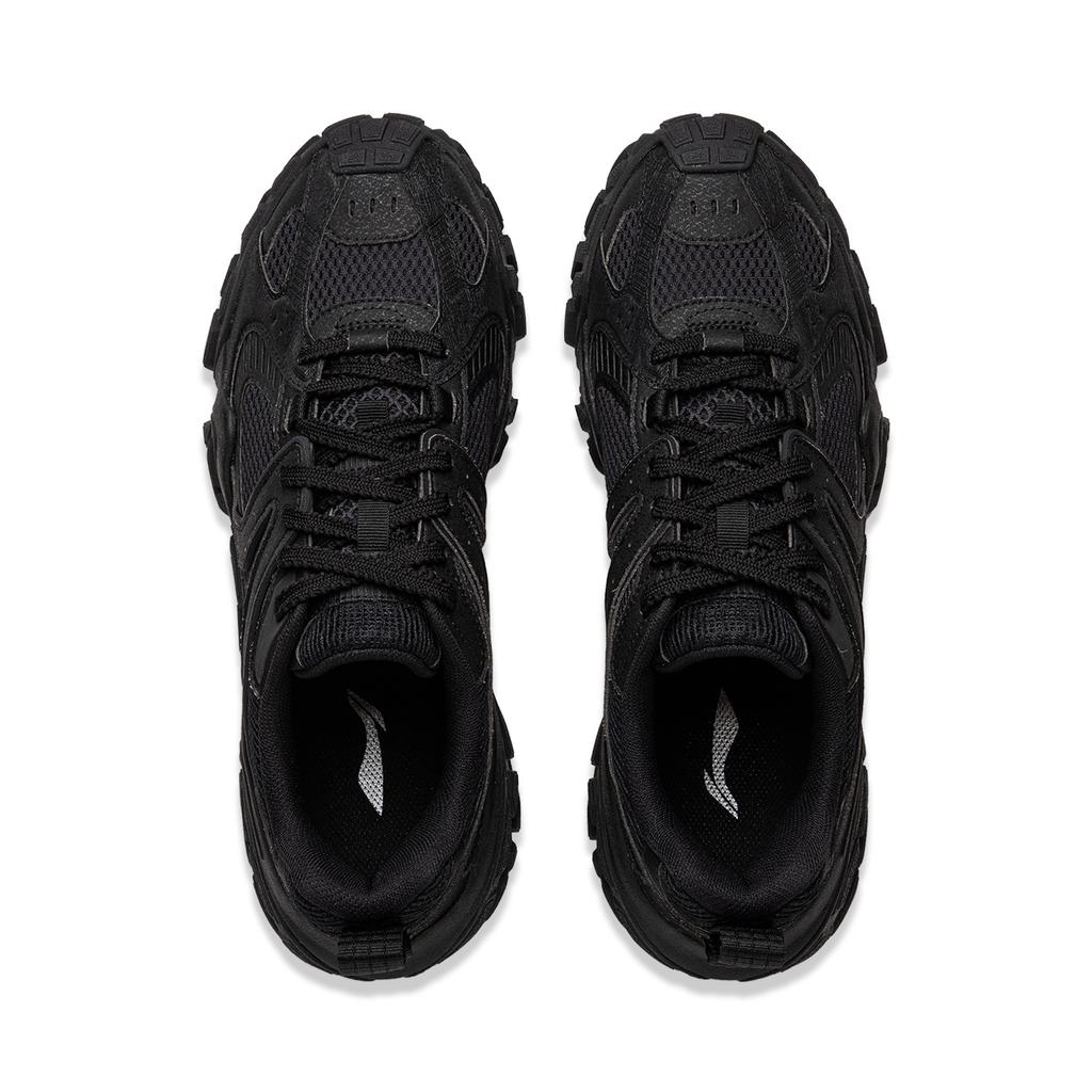 Li Ning Dune Retro Thick Sole Comfortable Shock Absorbing Non-Slip Wear-Resistant Breathable Low-Top Casual Shoes Men sneaker Black AGCU379-5